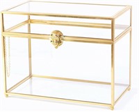 GOLD BRUSHED CLEAR JEWELRY CASE WITH LATCH