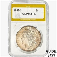 1882-S Morgan Silver Dollar PGA MS65 PL