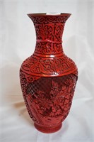 Cinnabar Style Brass Vase