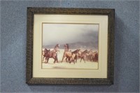 Western Mustang Horse Print Rustic Wood Frame