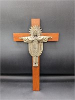 Vintage Wooden Cross w/ Metal Risen Jesus