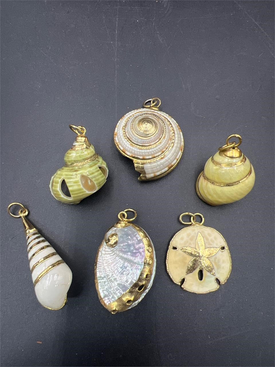 Vintage sea shell charms gold tone accents