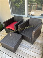 Plastic Woven Outdoor Chairs & Ottoman