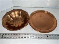 Copper colored serving tray bowl