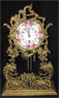 Germany Clock With Enameled Floral Face