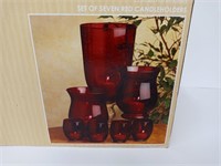 Kirkland's Home Red Glass Candle Holder Set