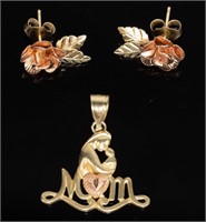 Jewelry 10kt Yellow Gold Earrings & Pendant