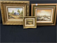 Lot of 3 Framed Paintings Including