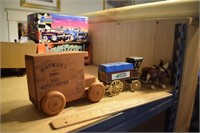 Toy Horse & Buggy & Wooden Truck