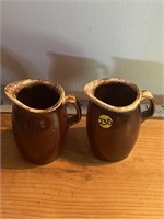 (2) 4” vintage HULL USA pottery small pitchers /
