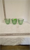 3 Green Vases