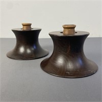 Hand Turned Wooden Candlestick Holders