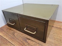 2 Drawer Heavy Metal Cabinet 14 1/2inWx12inDx6inH