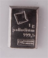 Coin 1 Gram Palladium Bar  Rare!