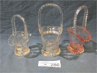 (3) Glass Handled Baskets