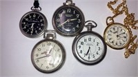 5- pocket watches Brittania, Westclox, others