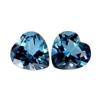 Natural London Blue Topaz Heart  Pair [Flawless-VV