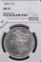 1887 S NGC MS61 MORGAN DOLLAR