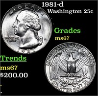 1981-d Washington Quarter 25c Grades GEM++ Unc