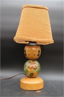 Vintage Wooden Japanese Doll Lamp