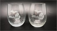 2 New State Of Mi Stemless Wine Glasses