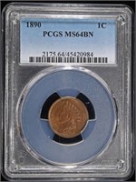 1890 INDIAN HEAD CENT PCGS MS64 BN