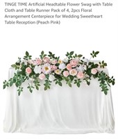 Artificial Flower Swag w/ Table Cloth & Table