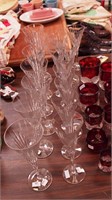 16 cut glass goblets: water, champagnes and wines
