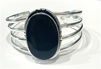 FABULOUS STERLING SILVER BLACK ACCENT BRACELET