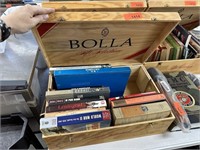 WOOD CRATE W MIXED MILITARY BOOKS