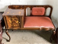 Telephone / Gossip Bench w/ Marquetry Inlay