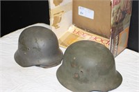 Pair of Vintage Post WWII Military Helmets