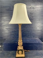 TALL LARGE HOLLYWOOD REGENCY STYLE METAL LAMP
