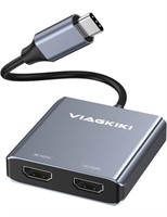 (New) Viagkiki USB C to Dual Adapter, Type C to 2