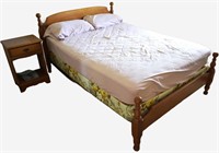 Vintage Maple Full Size Bed Frame & Night Stand