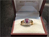 Genuine Ruby and Diamond Ring. Size 7.