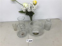 GLASS VASES, HUMIDIFIER BOWL, WATER BOTTLE