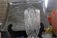 FLORAL CUT CRYSTAL VASE