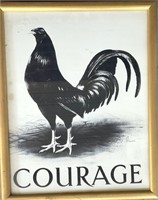 Rooster or Hen "Courage" print, framed, 24"x 19.5"