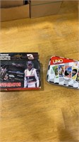Dale Earnhardt collector tin and nascar uno