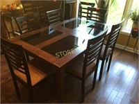 Dining Room Table w/ 6 Ladder Back Dining Chairs