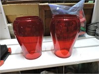 Pair Red Railroad Lantern Lenses