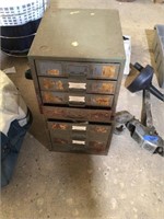 Vintage Nuts & Bolts Cabinet & Contents