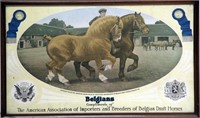 "Belgians" framed poster of Horses copyright 1916
