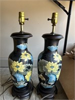 Pr of Lovely Chinoiserie Lamp 22” tall