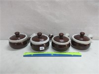 SET OF 4 ONION SOUP BOWLS WITH COVERS