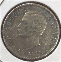 1906, Sarawak 20 cent coin