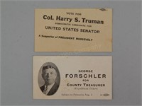 Col. Harry S. Truman Senator Voter Card.Business
