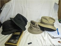 4 Vintage Hats and 2 Belt Buckles