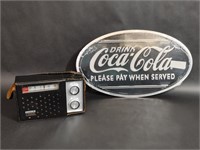 Coca Cola Elgin 10 AM Radio & Oval License Plate